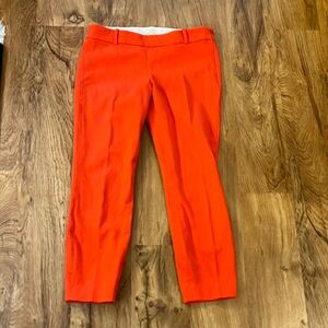 red Orange Pants j crew Minnie stretch side zip cropped pants 4 tomato girl 60s